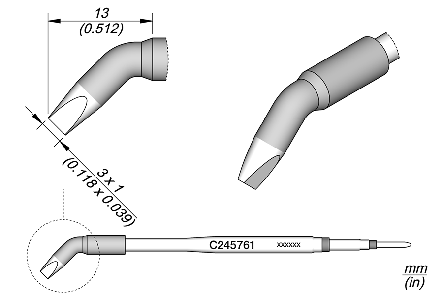 C245761 - Chisel Bent Cartridge 3 x 1